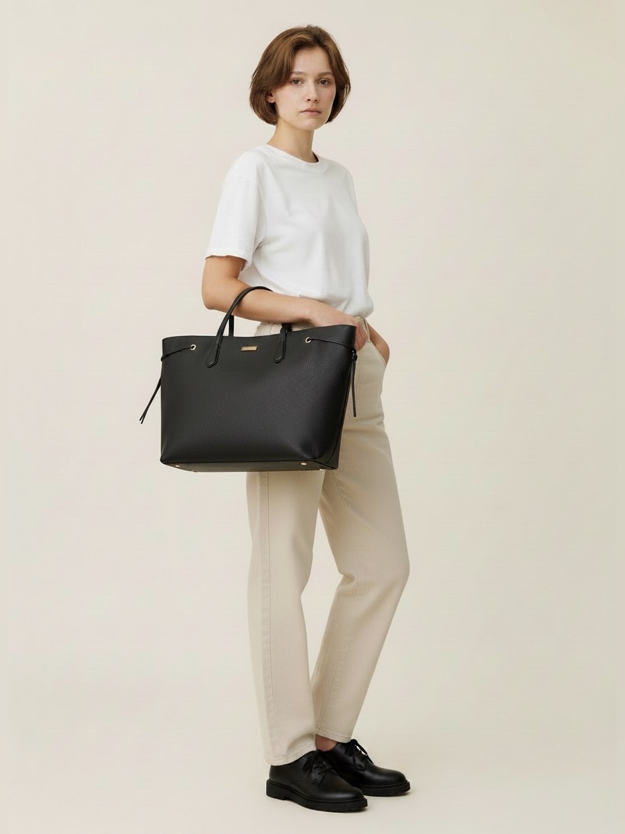 Black Kate Spade Leather Tote Bag With Gold Ari Laurel Way